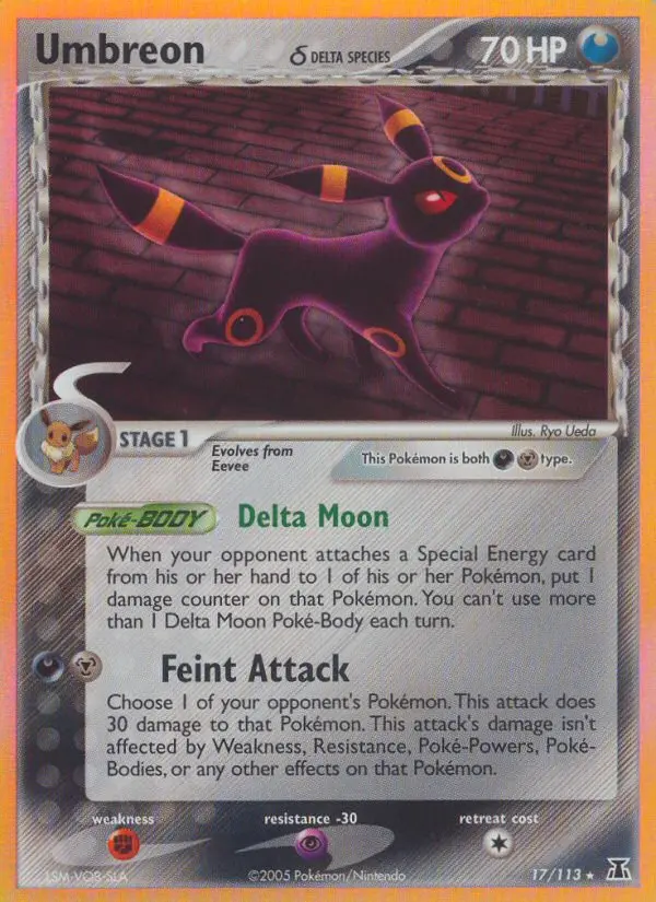 Umbreon δ Rare Pokemon card #17 from Delta Species