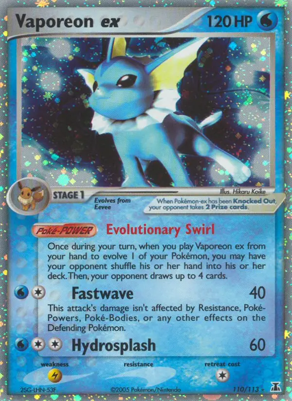 Vaporeon ex Rare Pokemon card #110 from Delta Species