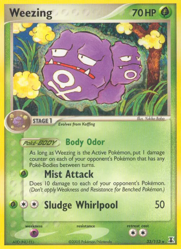 Weezing Rare Pokemon card #33 from Delta Species