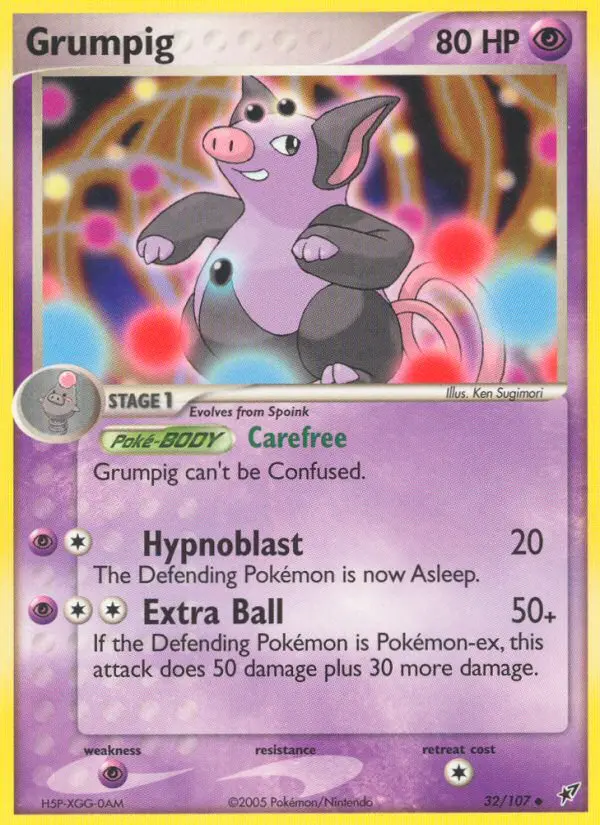 Grumpig Uncommon Pokemon card #32 from Deoxys