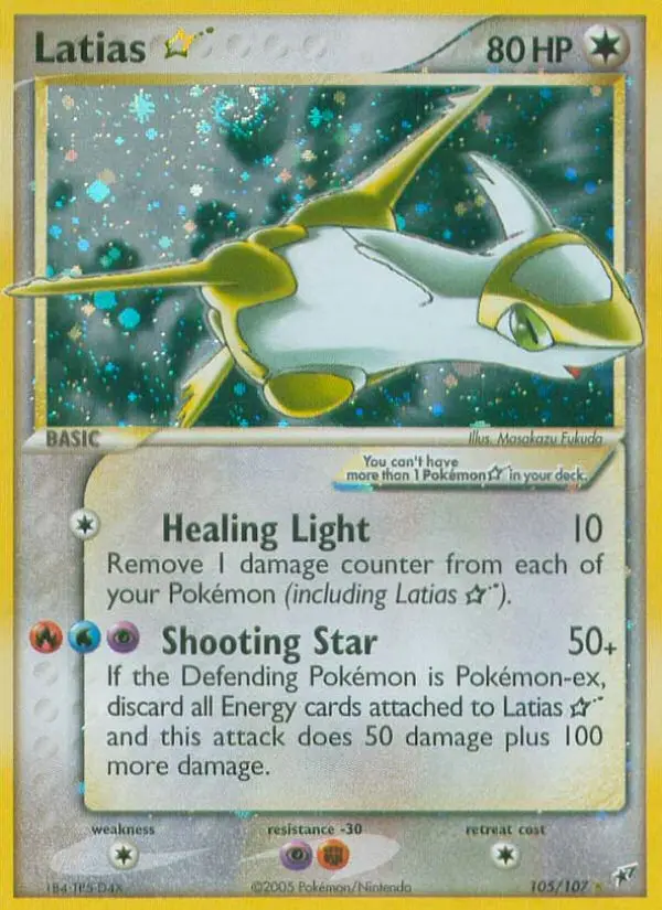 Latias Star Rare Pokemon card #105 from Deoxys