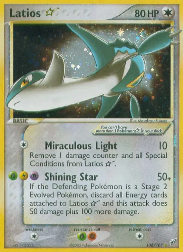 Latios Star Rare Pokemon card #106 from Deoxys