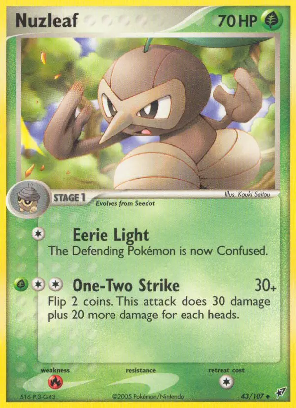 Nuzleaf Uncommon Pokemon card #43 from Deoxys