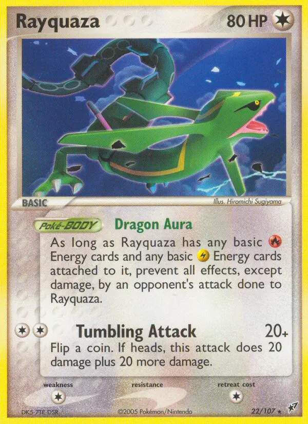 Rayquaza Rare Pokemon card #22 from Deoxys