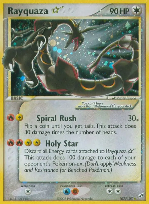 Rayquaza Star Rare Pokemon card #107 from Deoxys
