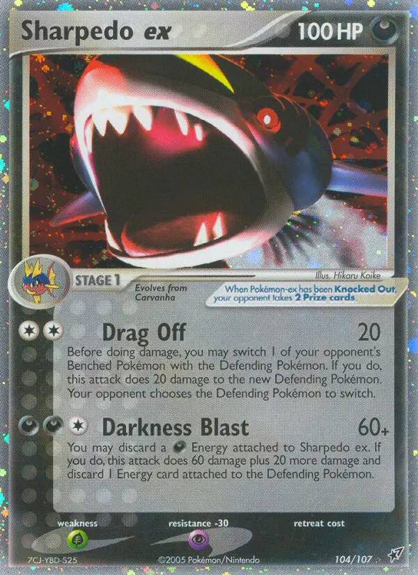 Sharpedo ex Rare Pokemon card #104 from Deoxys