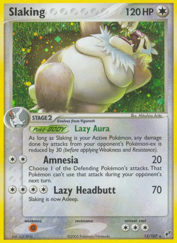 Slaking Rare Pokemon card #15 from Deoxys