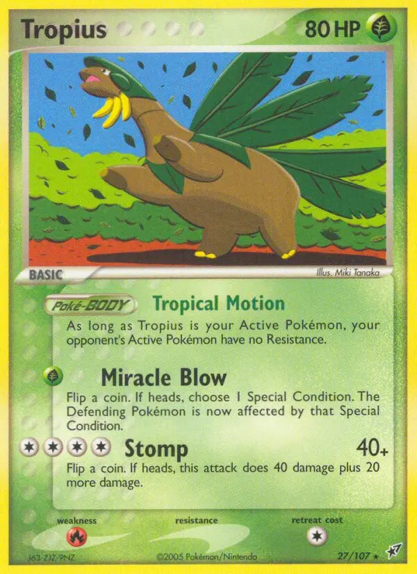 Tropius Rare Pokemon card #27 from Deoxys