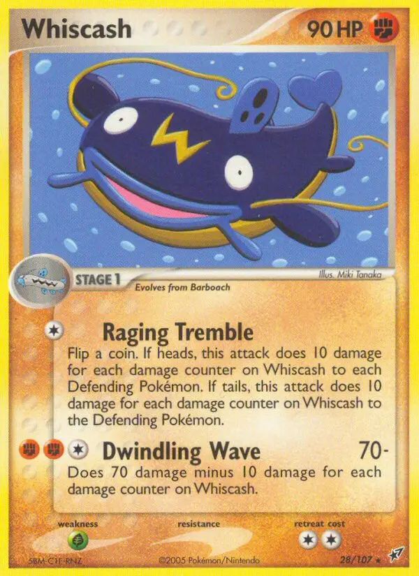 Whiscash Rare Pokemon card #28 from Deoxys