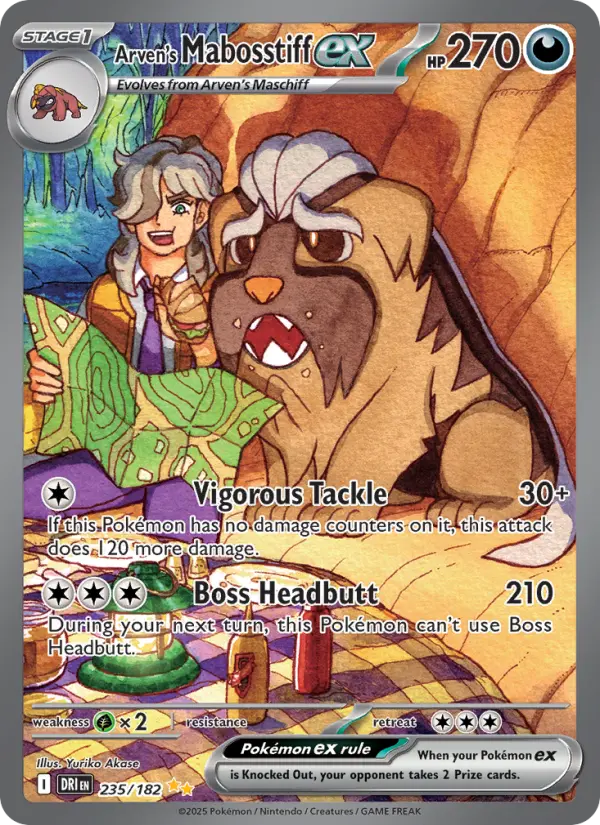 Arven's Mabosstiff ex Special illustration rare Pokemon card #235 from Destined Rivals