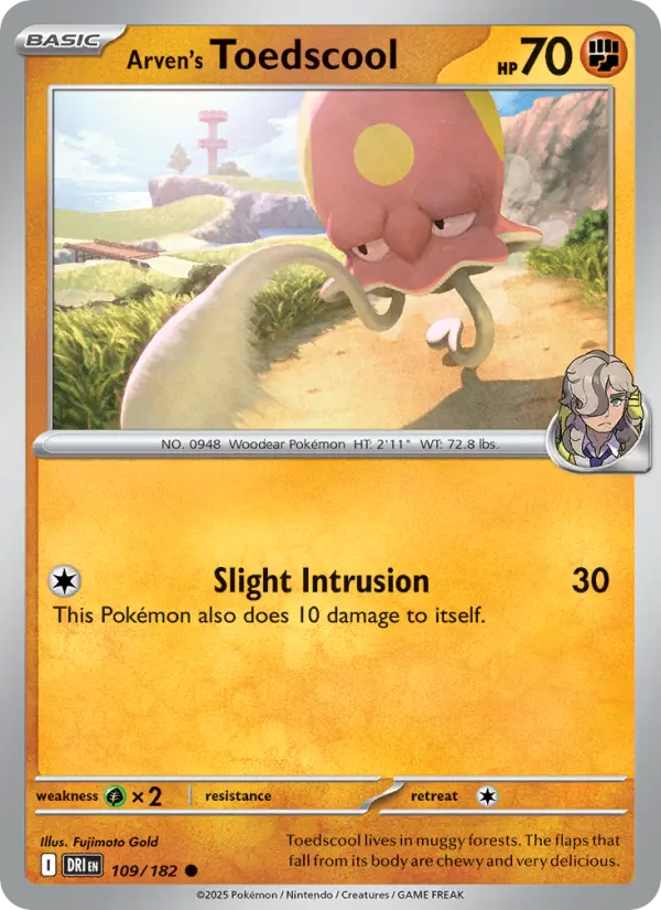 Arven's Toedscool Common Pokemon card #109 from Destined Rivals