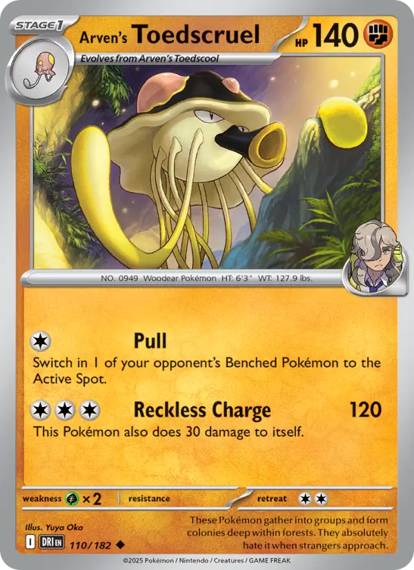 Arven's Toedscruel Uncommon Pokemon card #110 from Destined Rivals