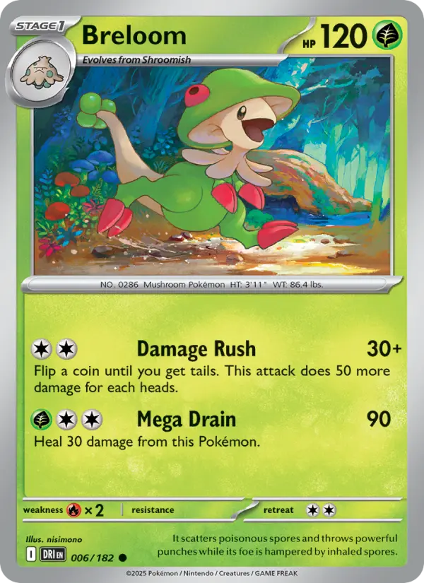 Breloom Common Pokemon card #006 from Destined Rivals