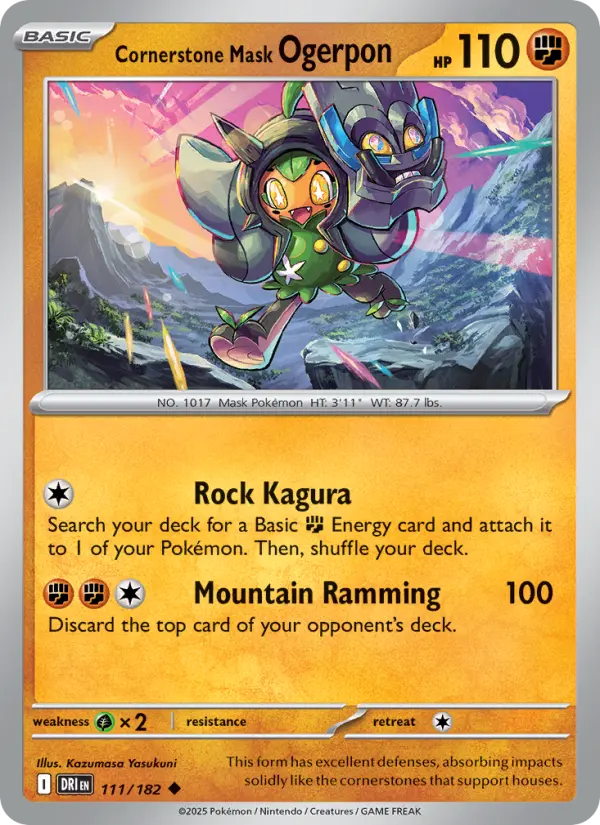 Cornerstone Mask Ogerpon Uncommon Pokemon card #111 from Destined Rivals