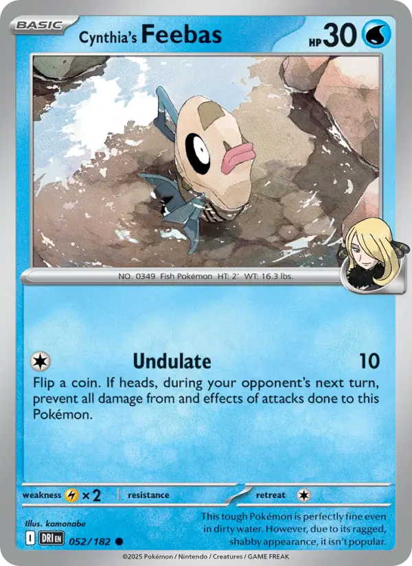 Cynthia's Feebas Common Pokemon card #052 from Destined Rivals