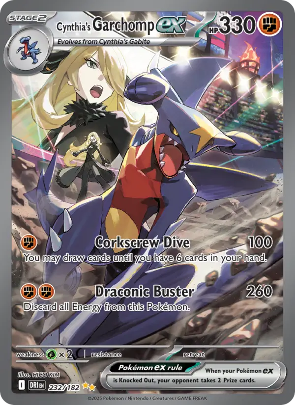 Cynthia's Garchomp ex Special illustration rare Pokemon card #232 from Destined Rivals