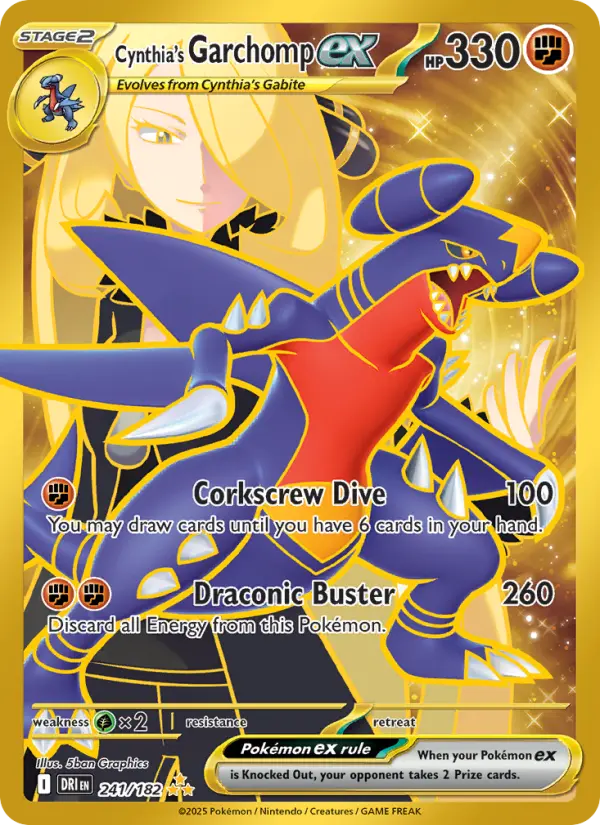 Cynthia's Garchomp ex Hyper rare Pokemon card #241 from Destined Rivals