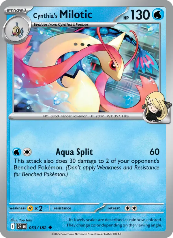 Cynthia's Milotic Uncommon Pokemon card #053 from Destined Rivals
