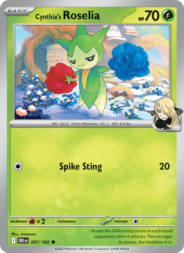 Cynthia's Roselia Common Pokemon card #007 from Destined Rivals