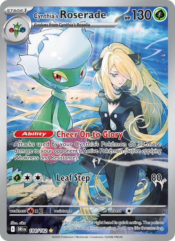 Cynthia's Roserade Illustration rare Pokemon card #184 from Destined Rivals