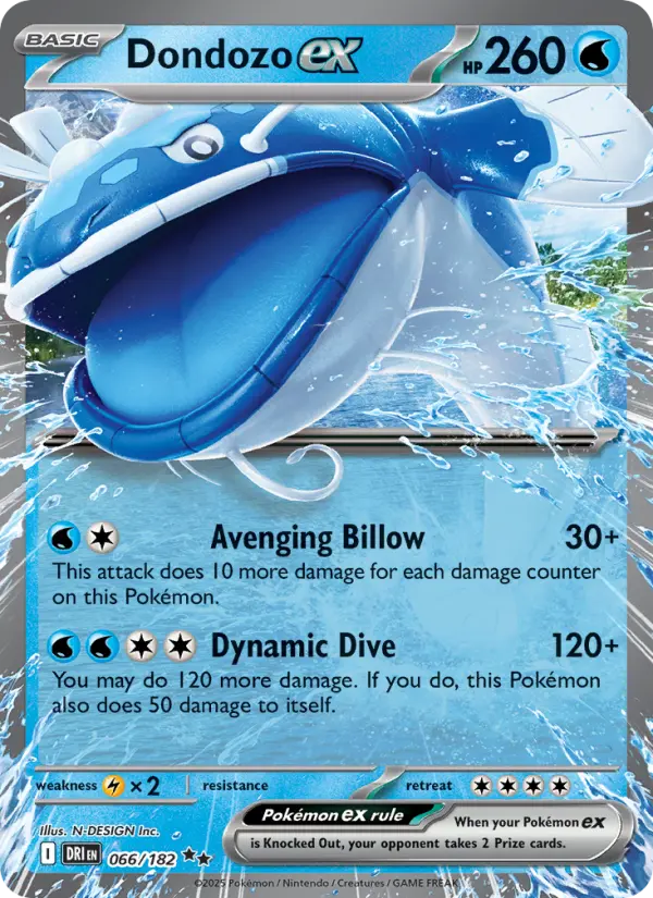Dondozo ex Double rare Pokemon card #066 from Destined Rivals