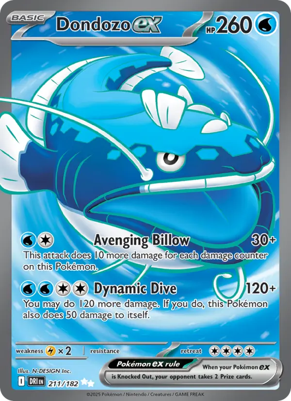 Dondozo ex Ultra Rare Pokemon card #211 from Destined Rivals