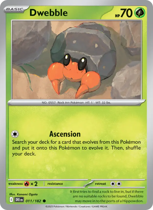 Dwebble Common Pokemon card #011 from Destined Rivals