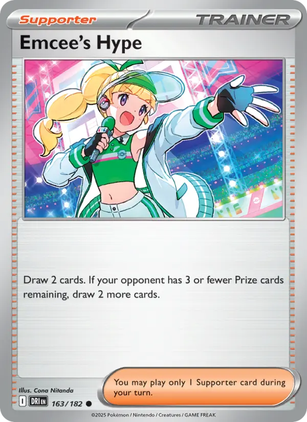 Emcee's Hype Common Pokemon card #163 from Destined Rivals