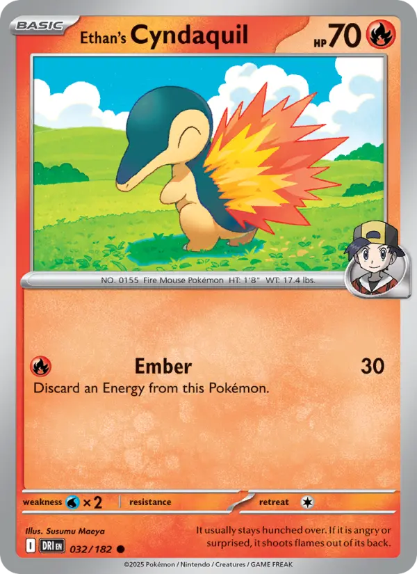 Ethan's Cyndaquil Common Pokemon card #032 from Destined Rivals