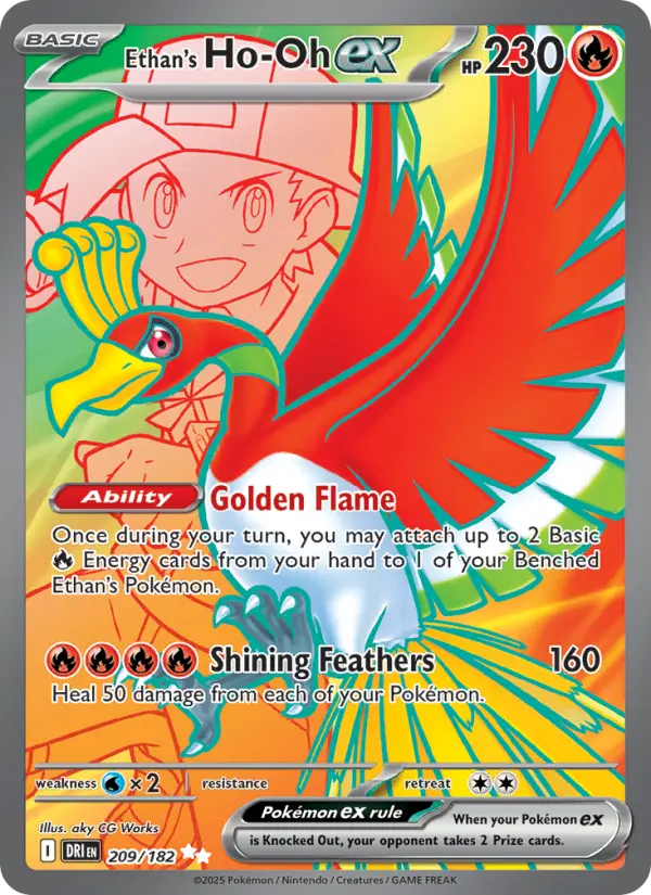 Ethan's Ho-Oh ex Ultra Rare Pokemon card #209 from Destined Rivals