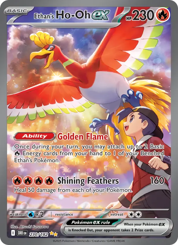 Ethan's Ho-Oh ex Special illustration rare Pokemon card #230 from Destined Rivals