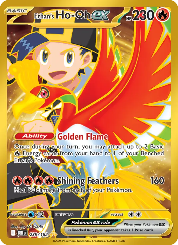 Ethan's Ho-Oh ex Hyper rare Pokemon card #239 from Destined Rivals