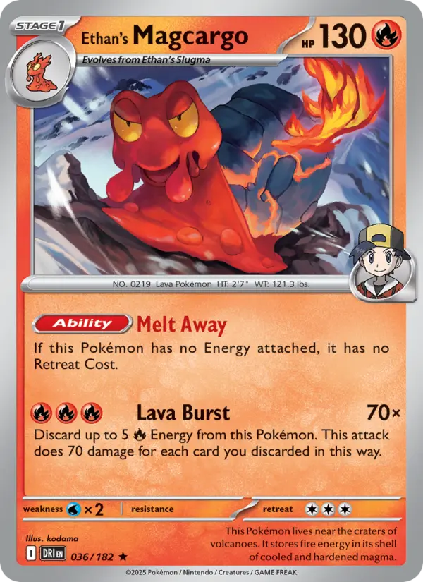 Ethan's Magcargo Rare Pokemon card #036 from Destined Rivals