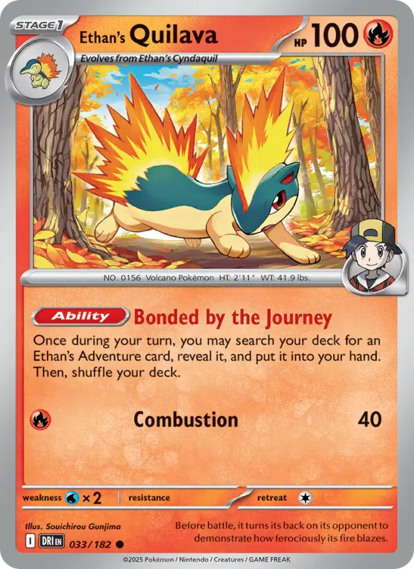 Ethan's Quilava Common Pokemon card #033 from Destined Rivals