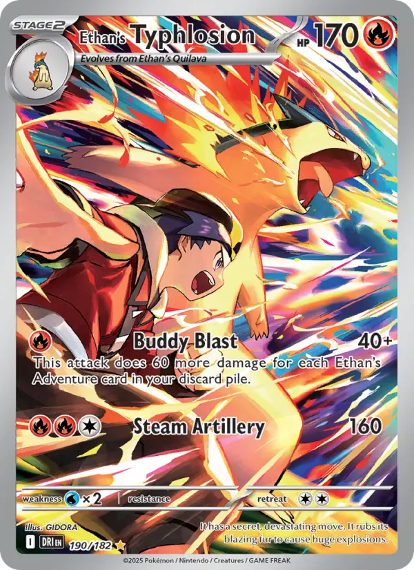Ethan's Typhlosion Illustration rare Pokemon card #190 from Destined Rivals
