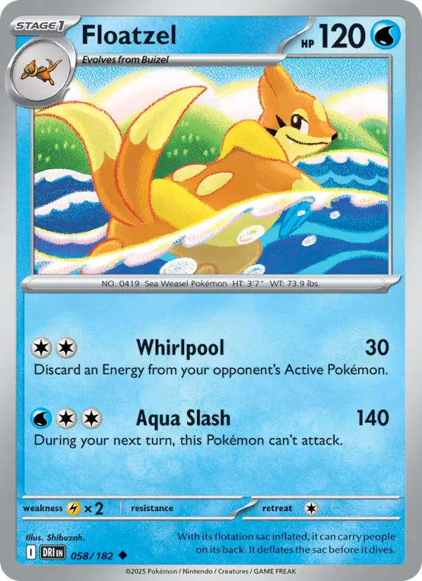 Floatzel Uncommon Pokemon card #058 from Destined Rivals