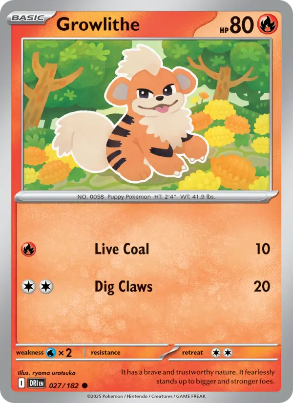 Growlithe Common Pokemon card #027 from Destined Rivals