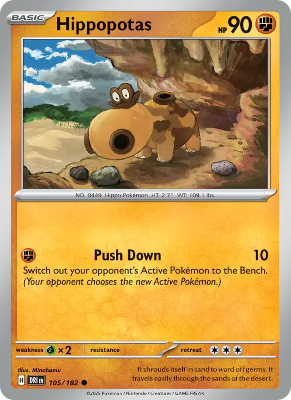 Hippopotas Common Pokemon card #105 from Destined Rivals