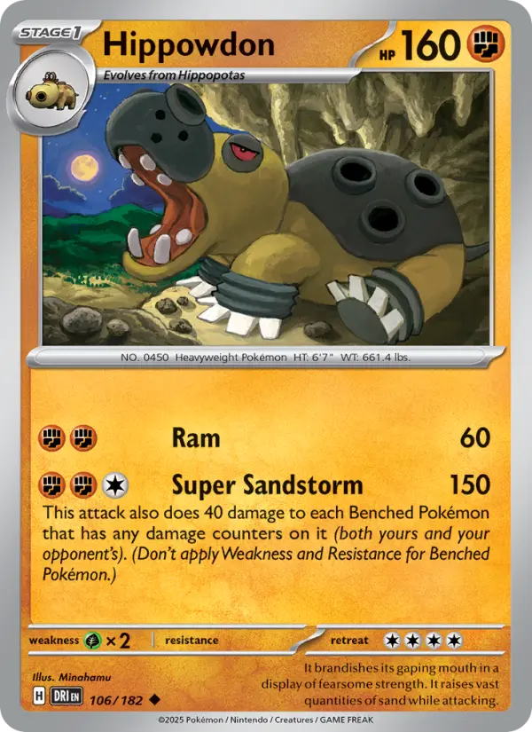 Hippowdon Uncommon Pokemon card #106 from Destined Rivals
