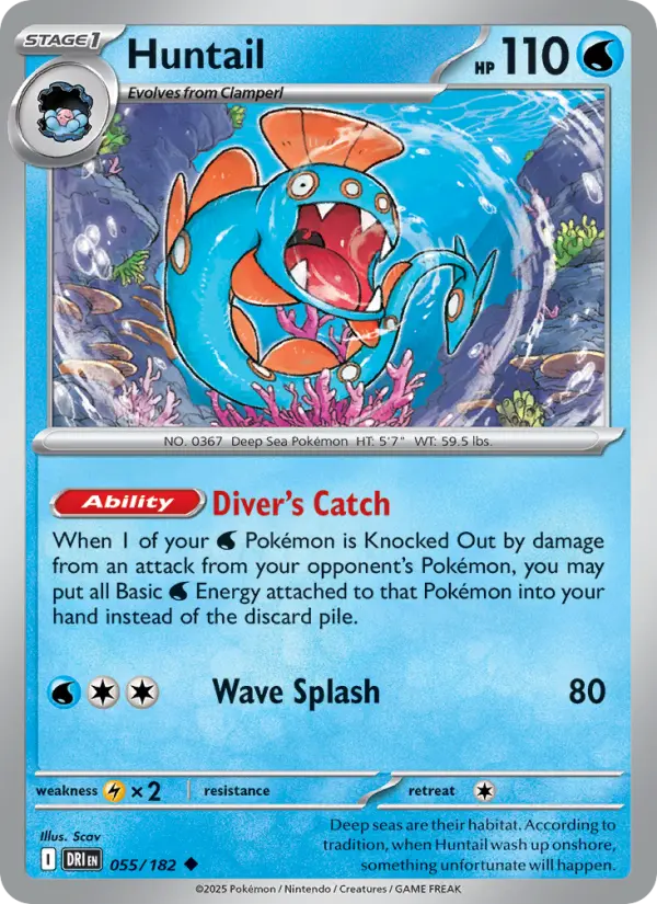 Huntail Uncommon Pokemon card #055 from Destined Rivals