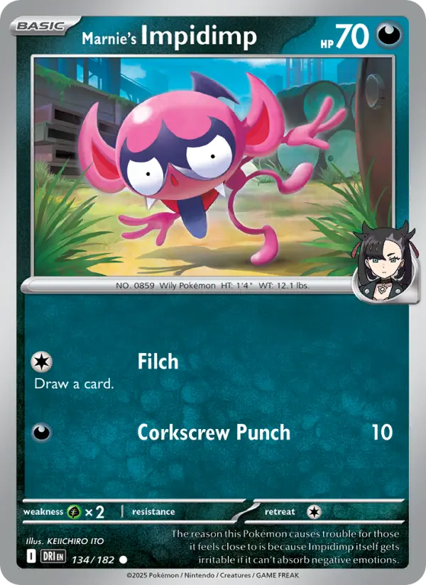 Marnie's Impidimp Common Pokemon card #134 from Destined Rivals