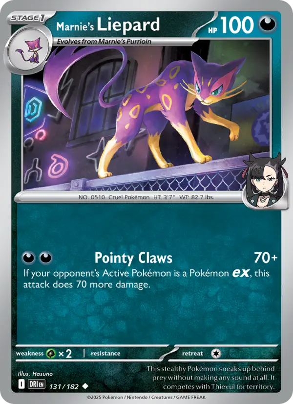 Marnie's Liepard Uncommon Pokemon card #131 from Destined Rivals