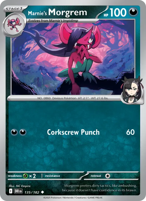 Marnie's Morgrem Uncommon Pokemon card #135 from Destined Rivals
