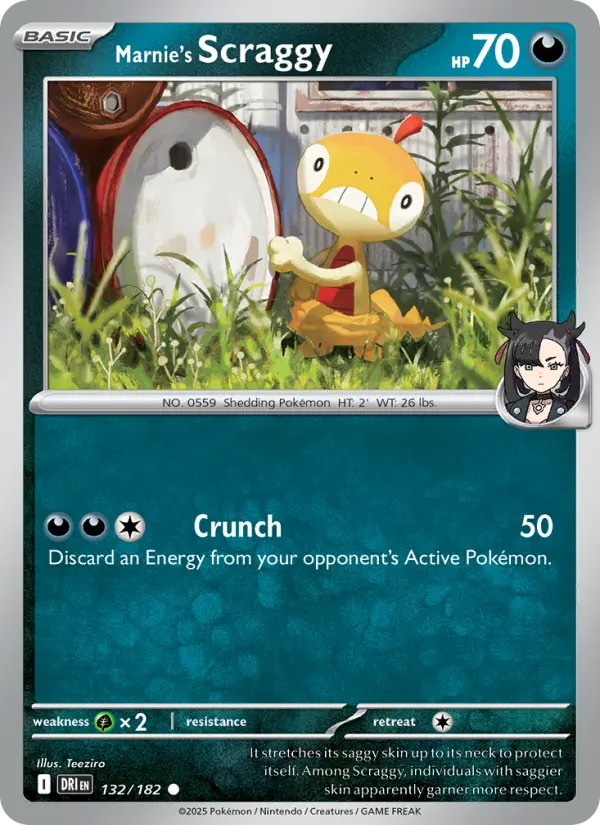 Marnie's Scraggy Common Pokemon card #132 from Destined Rivals