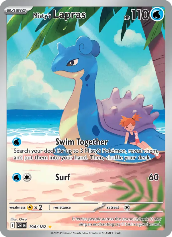 Misty's Lapras Illustration rare Pokemon card #194 from Destined Rivals
