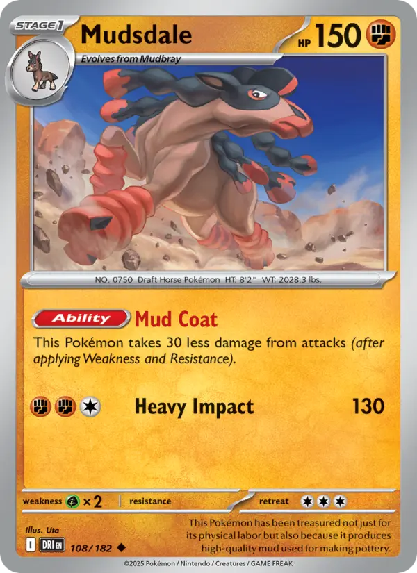 Mudsdale Uncommon Pokemon card #108 from Destined Rivals