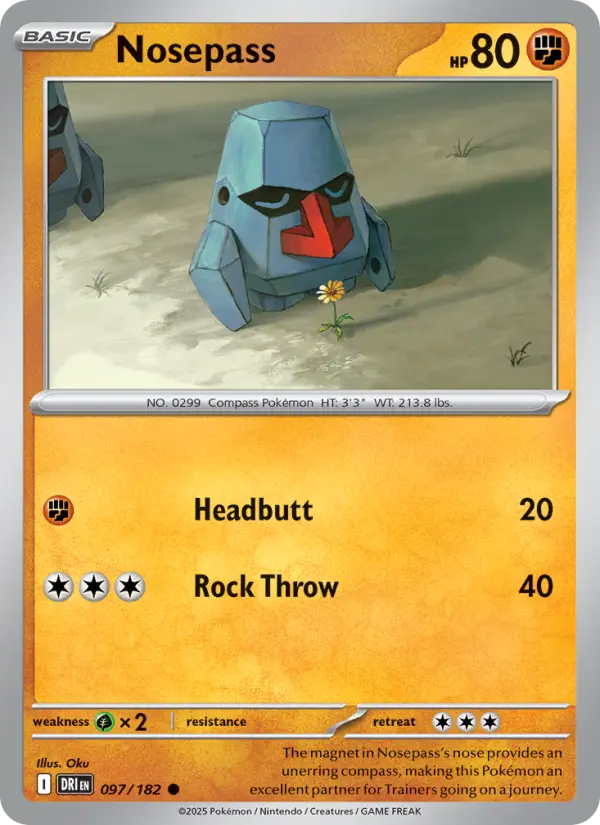 Nosepass Common Pokemon card #097 from Destined Rivals
