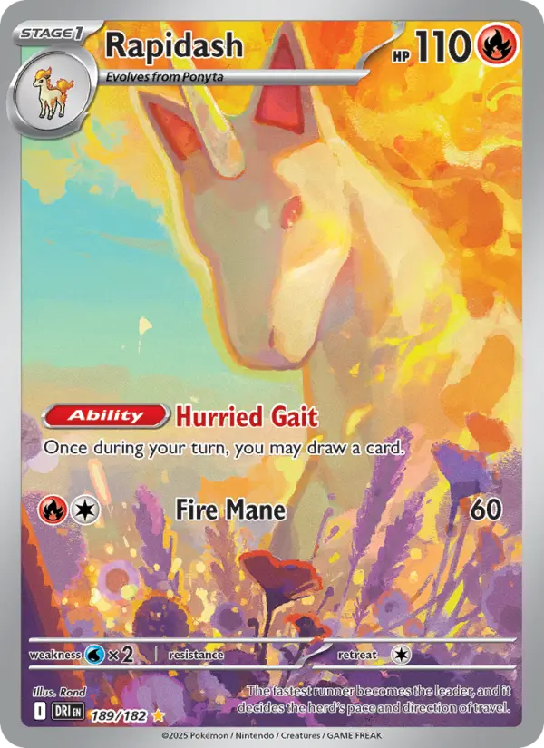 Rapidash Illustration rare Pokemon card #189 from Destined Rivals