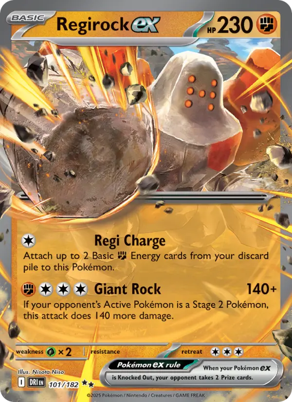 Regirock ex Double rare Pokemon card #101 from Destined Rivals