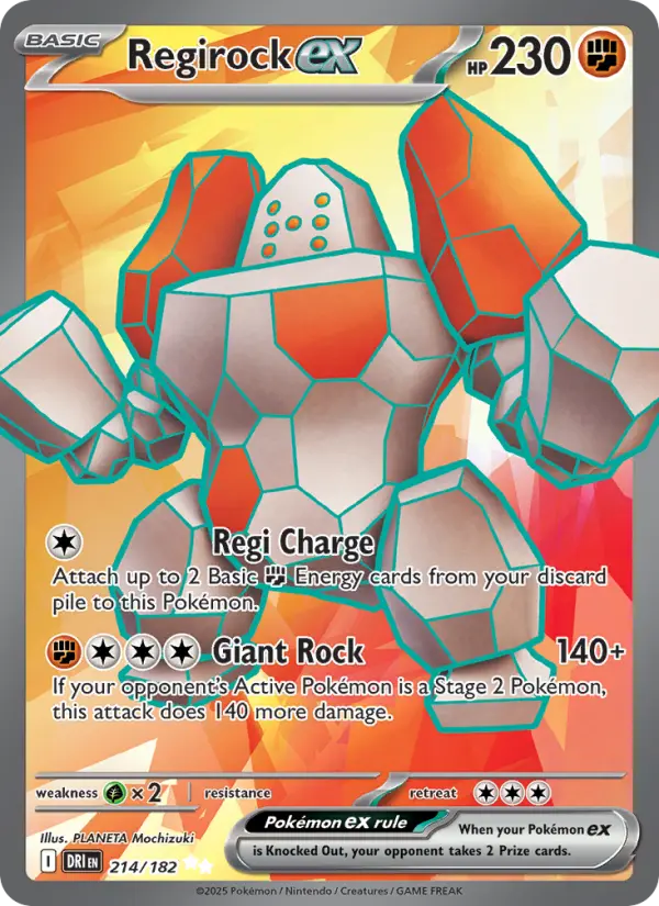 Regirock ex Ultra Rare Pokemon card #214 from Destined Rivals